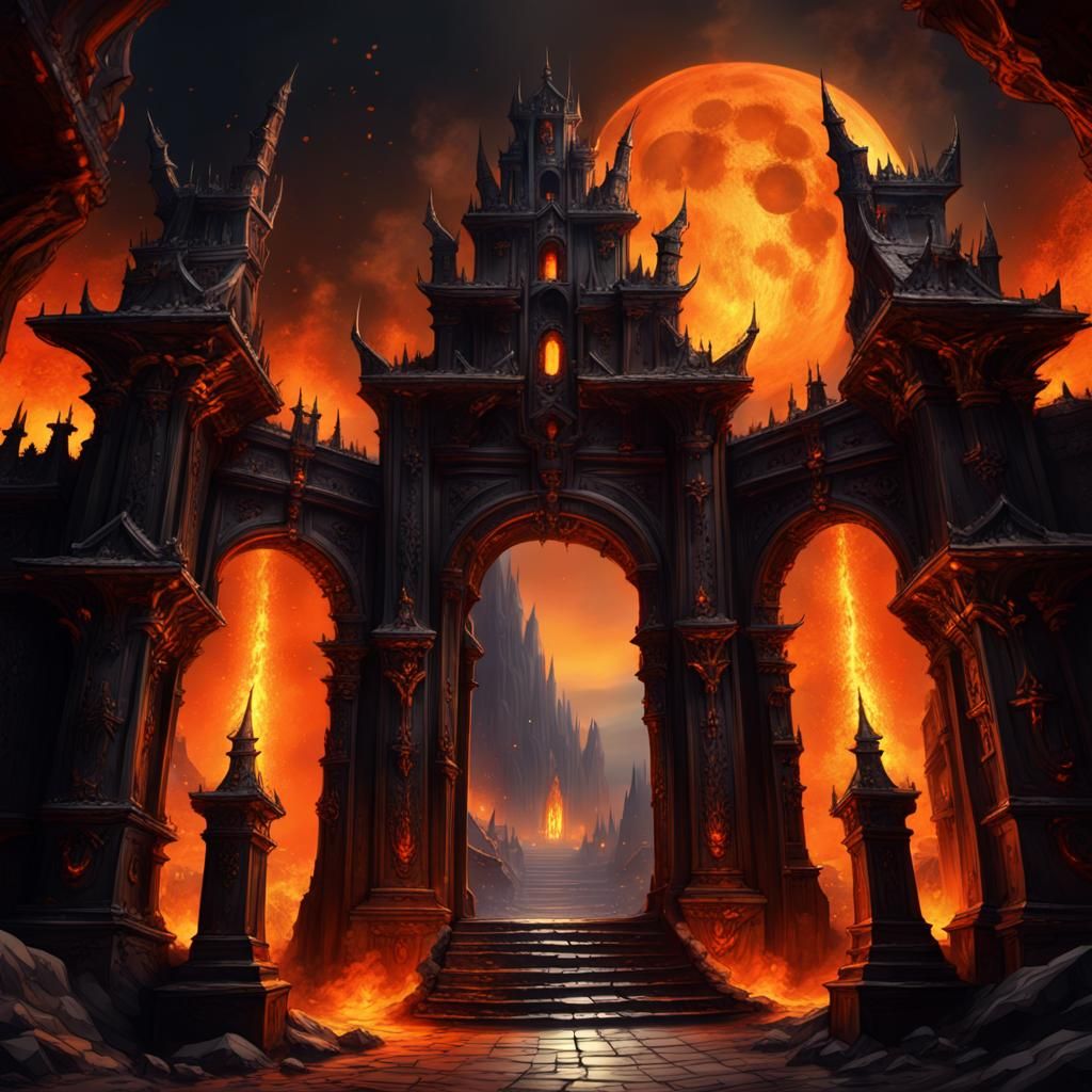 Black Moon Over Gates of Hell: Fantasy Concept Art