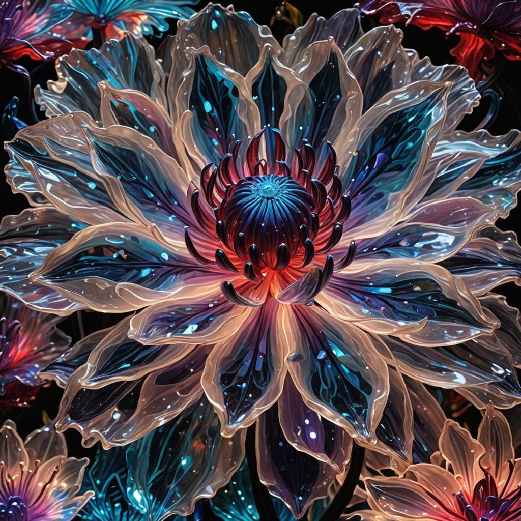 Bioluminescent Glass Flower: See-Through Art
