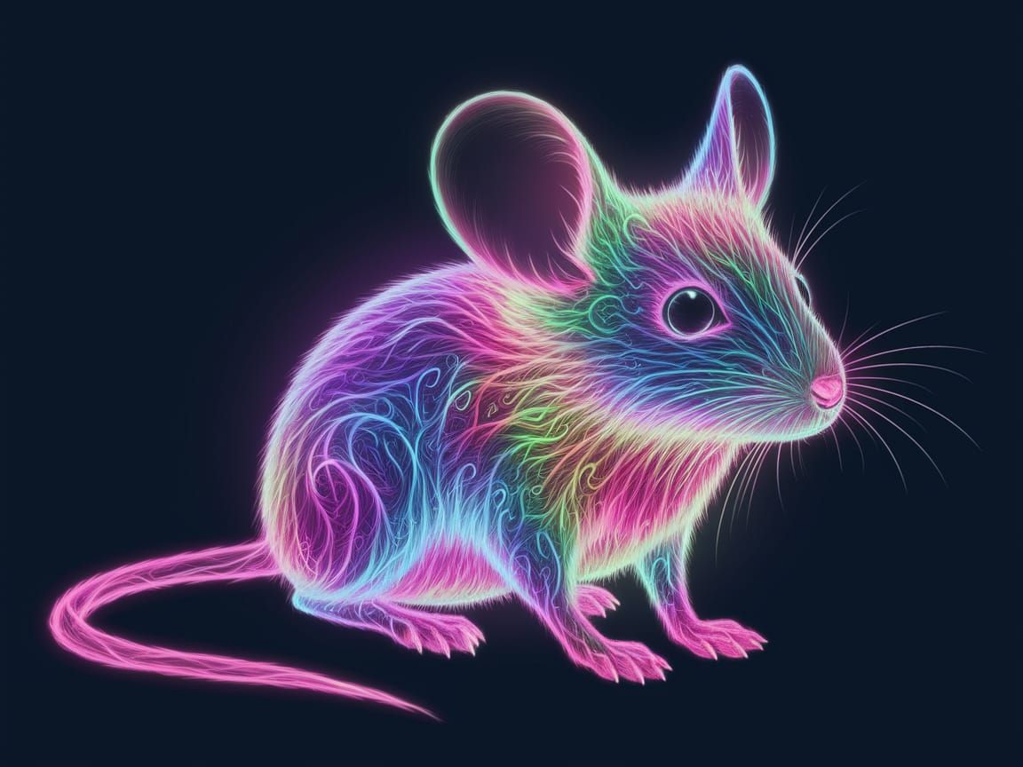 Neon Mouse Embodies Mythical Aura
