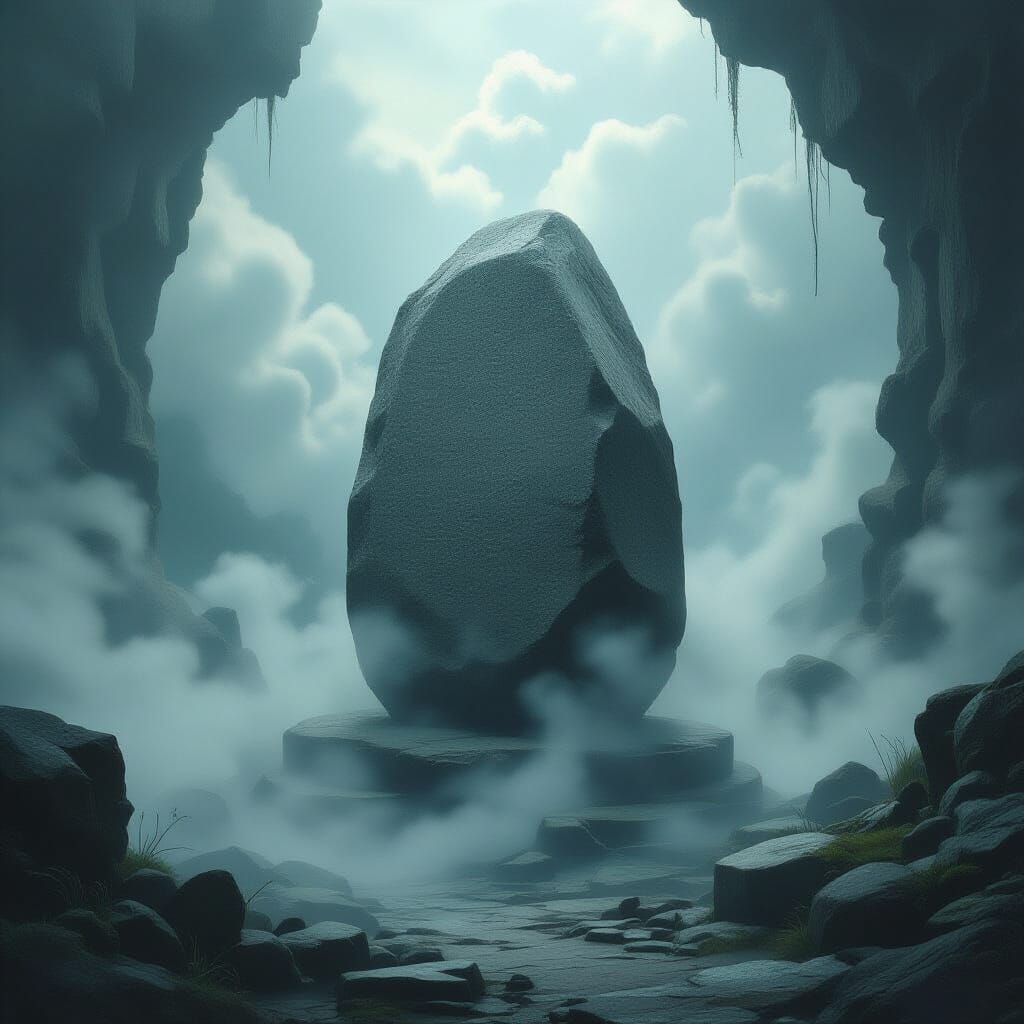 Mystical Stone Pensieve in Surrealist Style