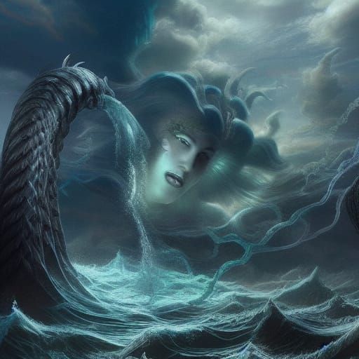 Epic Sea God Triton in a Digital Matte Painting