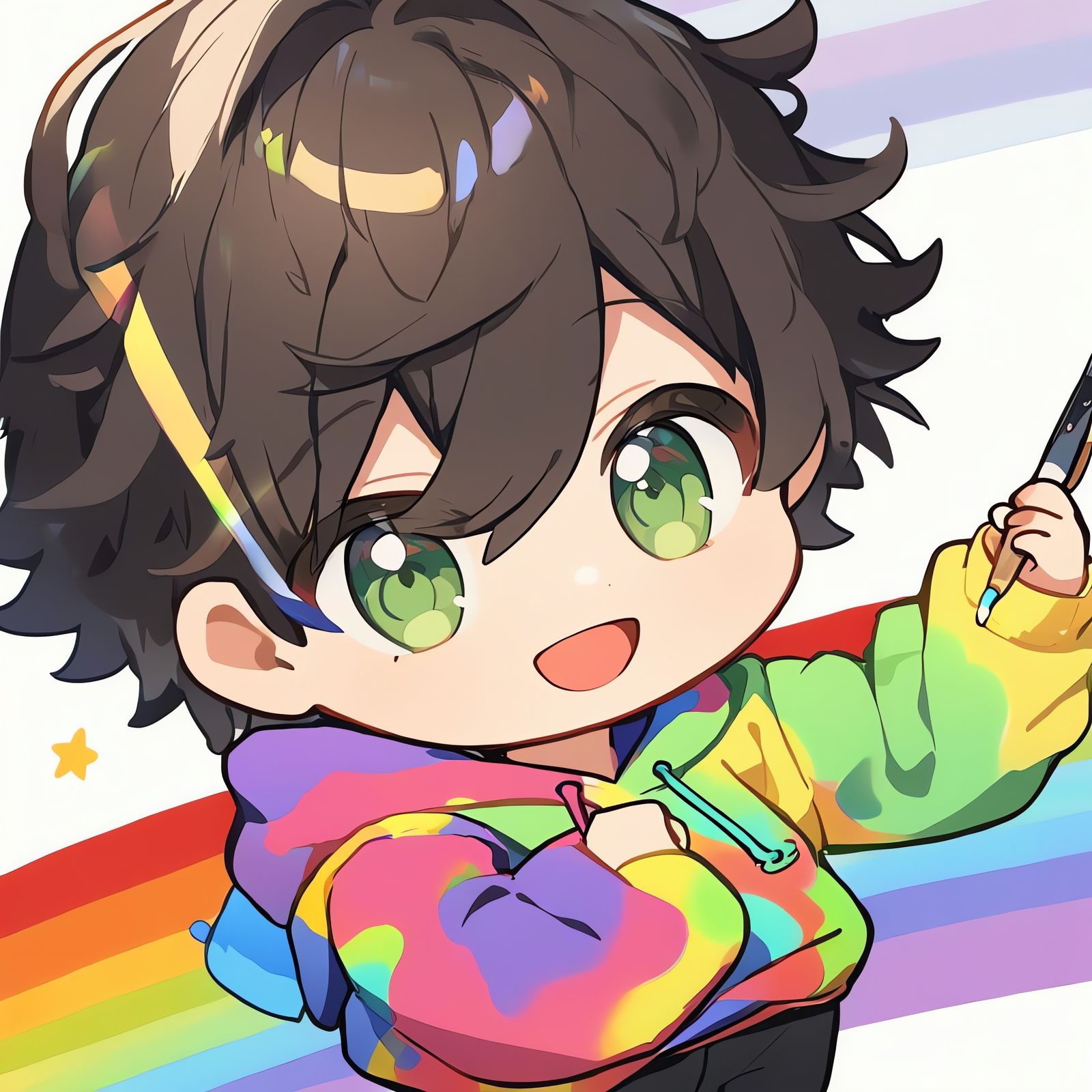 Chibi Artist with Rainbow Hoodie Reveals Masterpiece