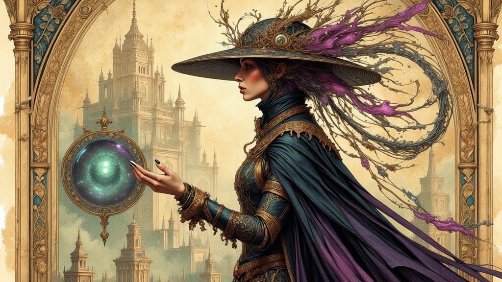 Stealthy Woman in Stillsuit Attire with Ornate Manuscripts