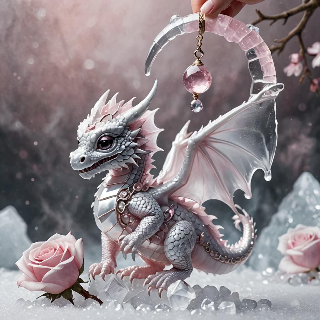 Icy Dragon with Rose Quartz