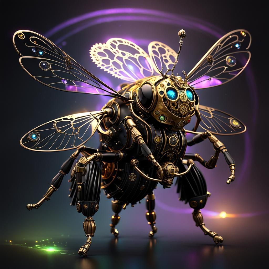 Steampunk Engine with Bioluminescent Bee in CryEngine