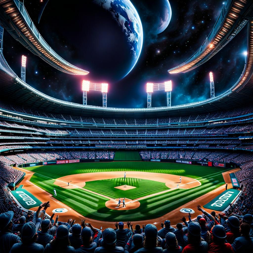 Hyperrealistic Intergalactic Baseball Game with Alien Player...