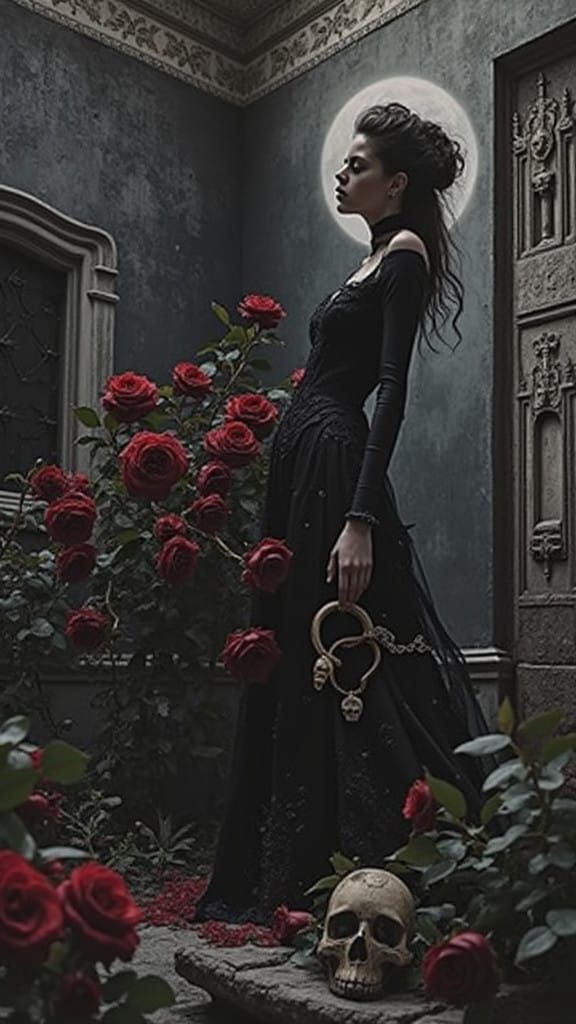 Ethereal Dark Romance Book Cover with Roses, Handcuffs, and ...