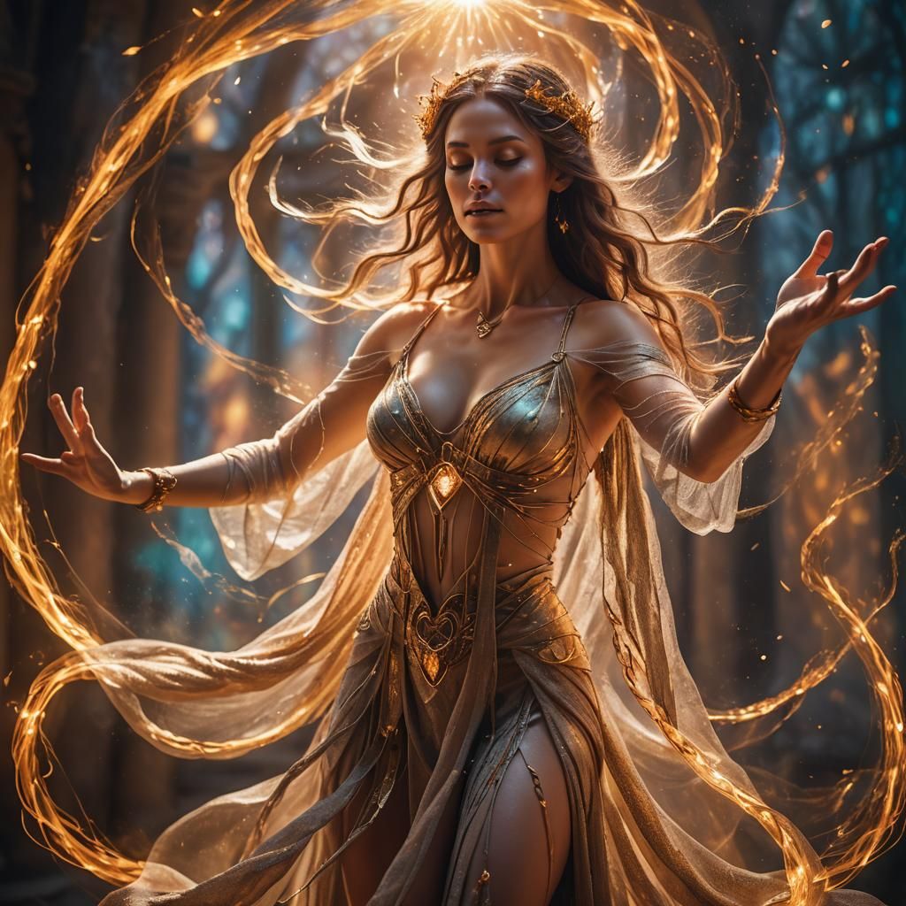 Woman Casting a Spell in Ethereal Fantasy Art