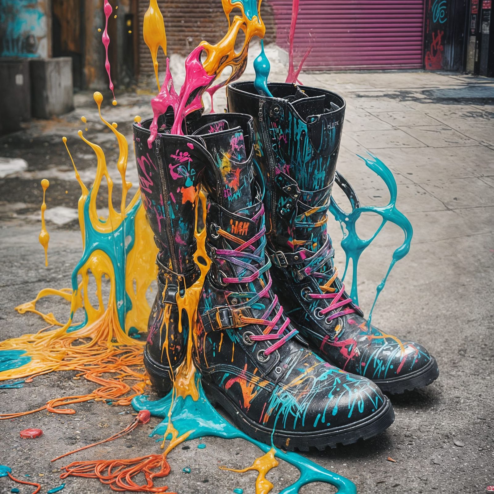 Graffiti Boots Splash Art in Street Style