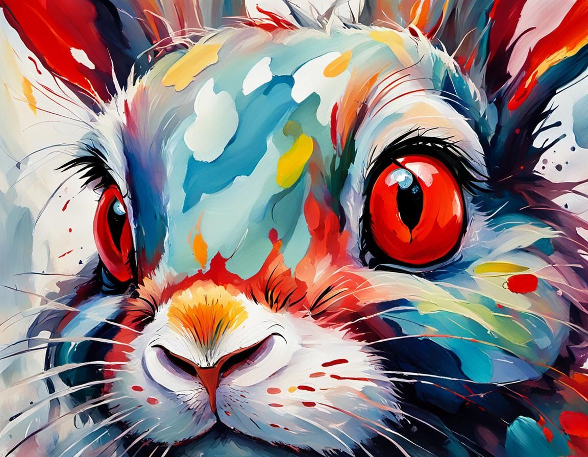 Fauvist Portrait of a Stoned Rabbit in Oil