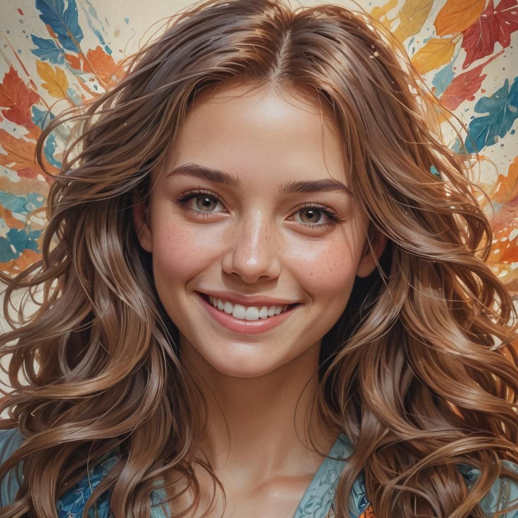 Detailed Pencil Portrait of a Smiling Woman