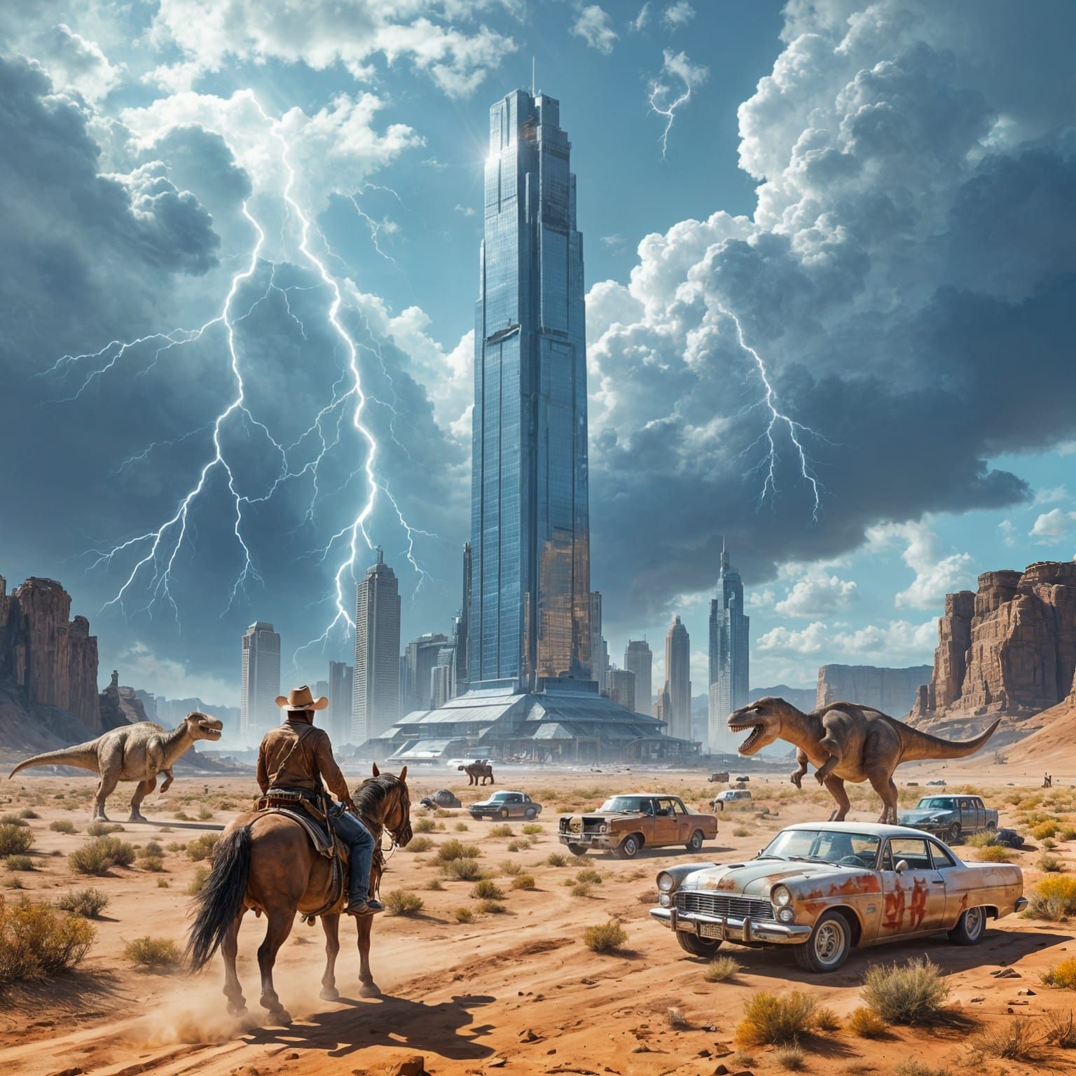 Timelines Collide in Hyper-Real Desert Landscape