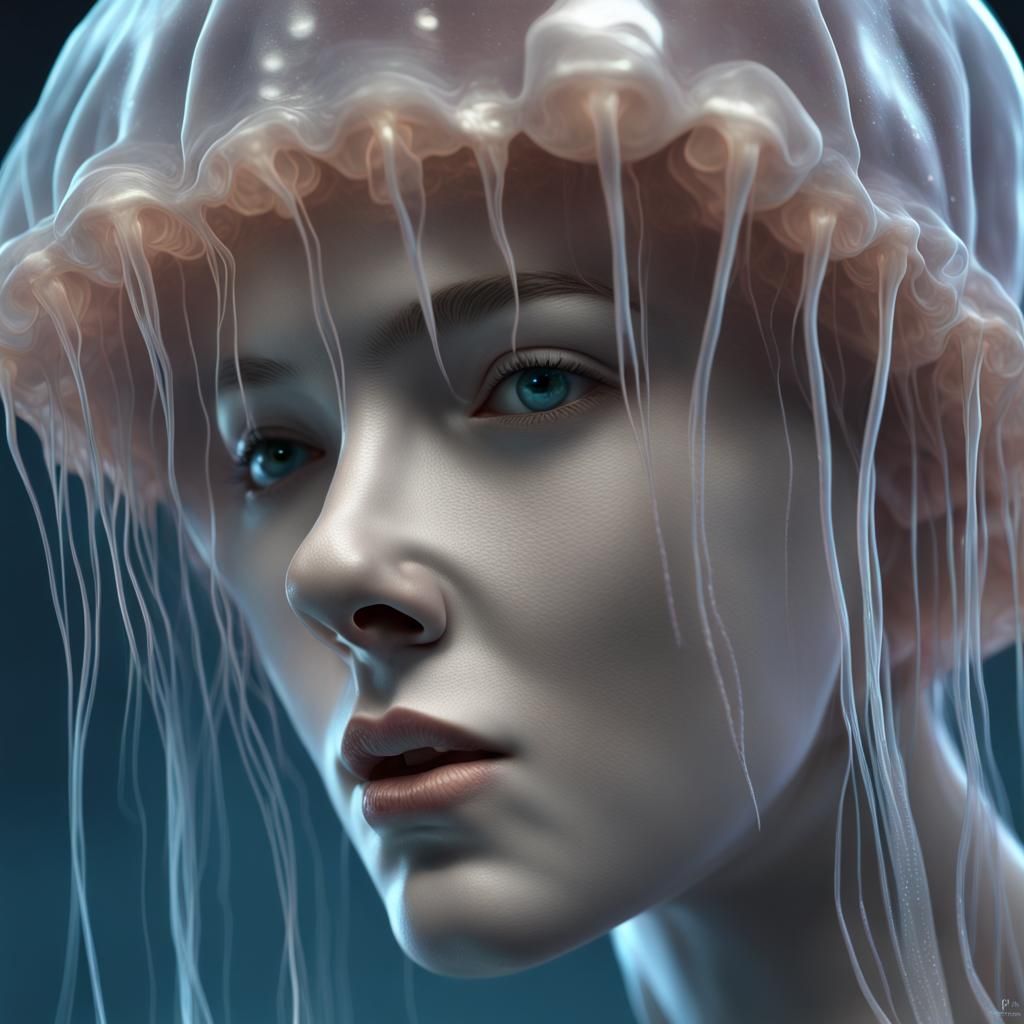 Jellyfish Woman with Transparent Skin in 8K