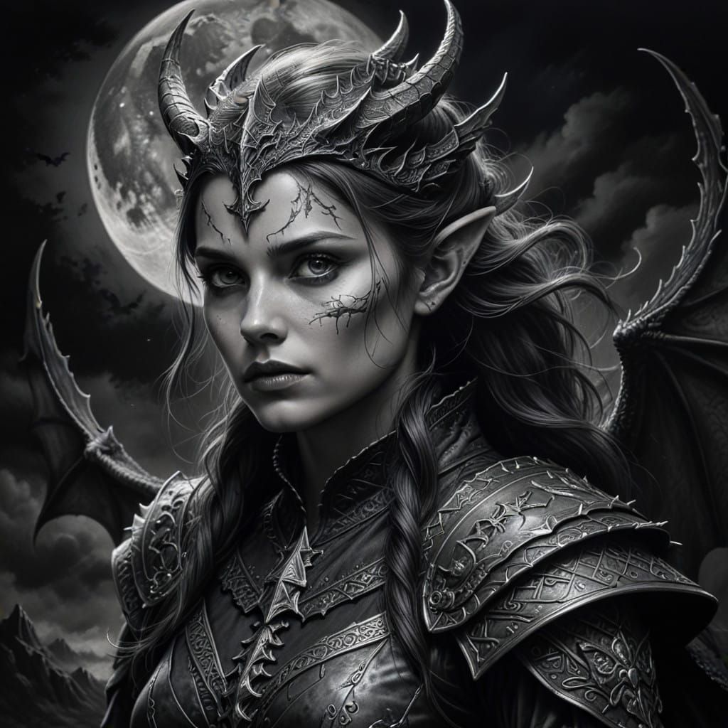 Grim-Dark Fantasy Warrior Goddess Soars