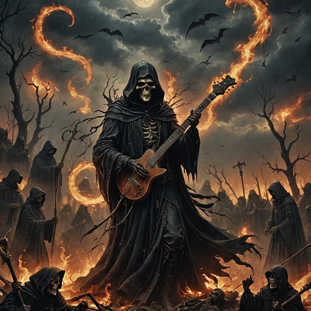 Grim Reaper's Haunting Lullaby in Dark Fantasy Style