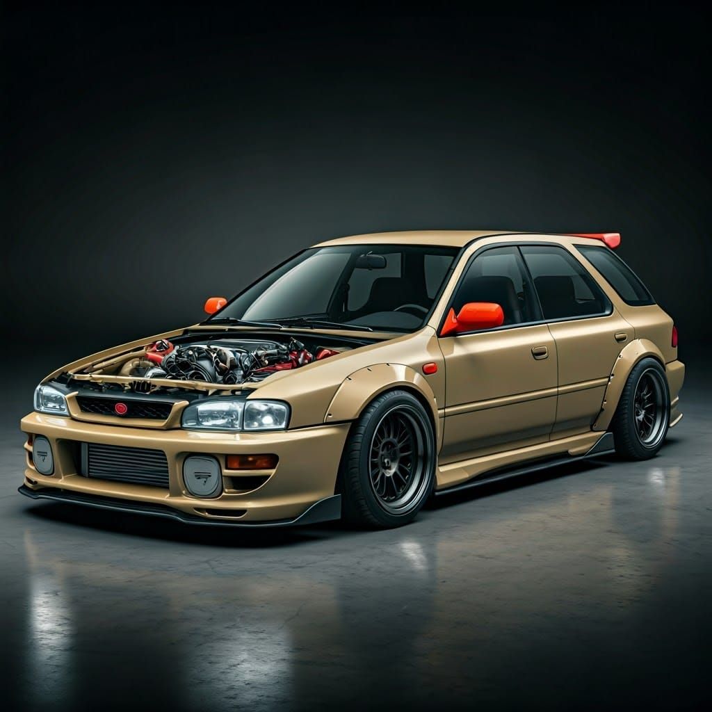 Custom Subaru Impreza Rat Rod with Exposed Engine