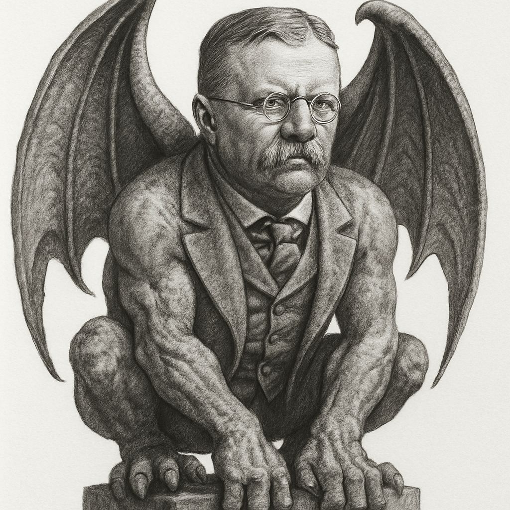 Gargoyle Transformation: Teddy Roosevelt in Stone