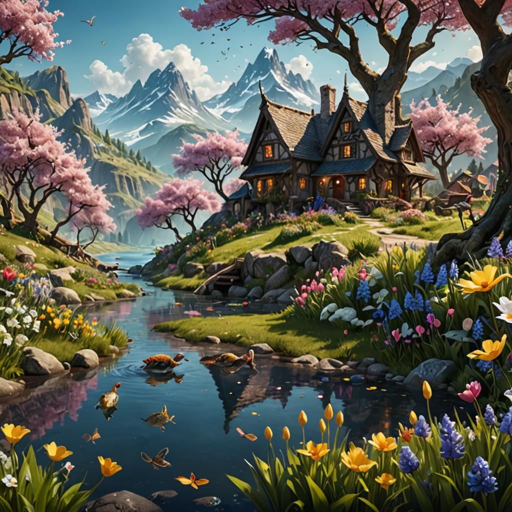Spring Valley: A Fantastical Matte Painting