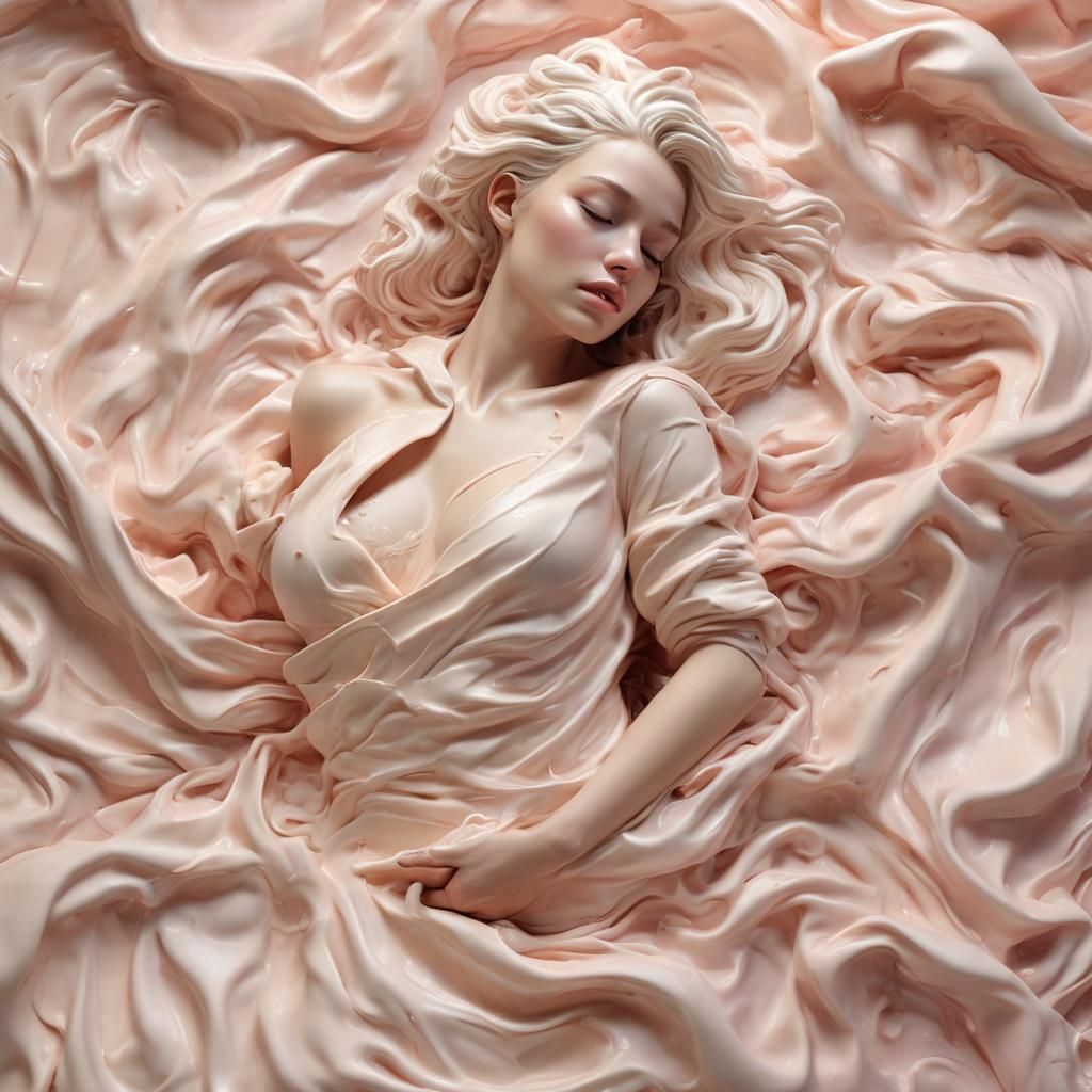 Whipped Cream Woman: Hyperrealistic Digital Art