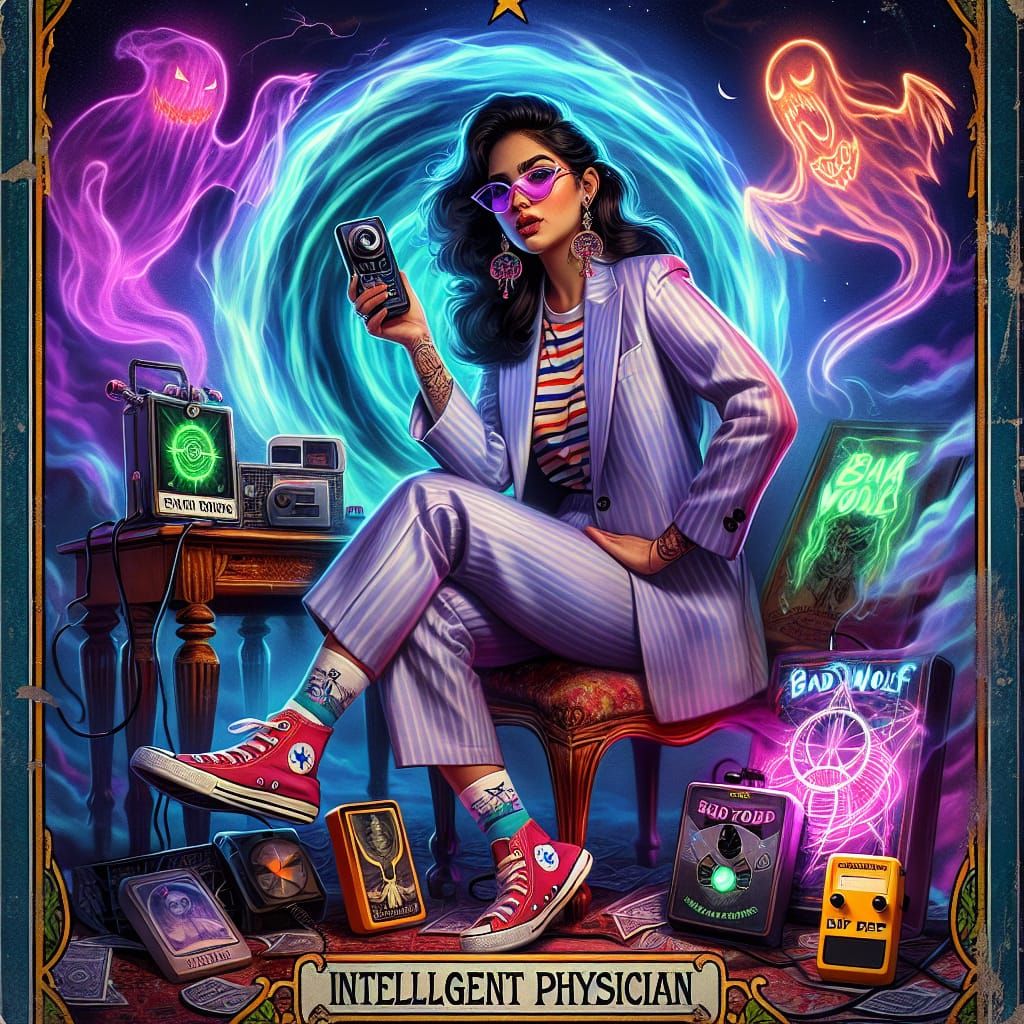 Mystical Tarot Card: Paranormal Enthusiast in Ultraviolet Hu...