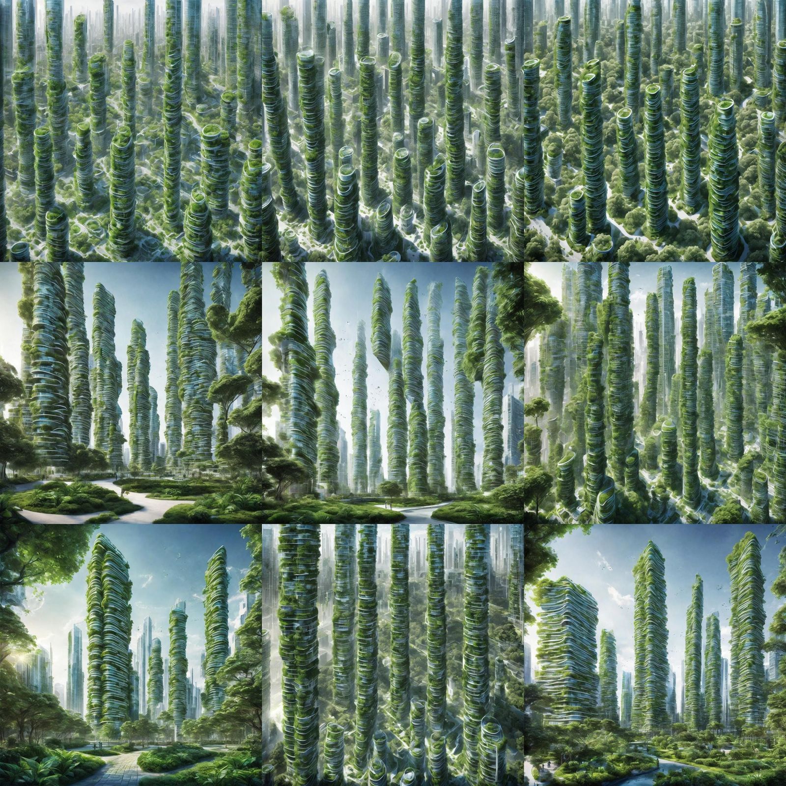 Futuristic Biomimetic Green City High Rises