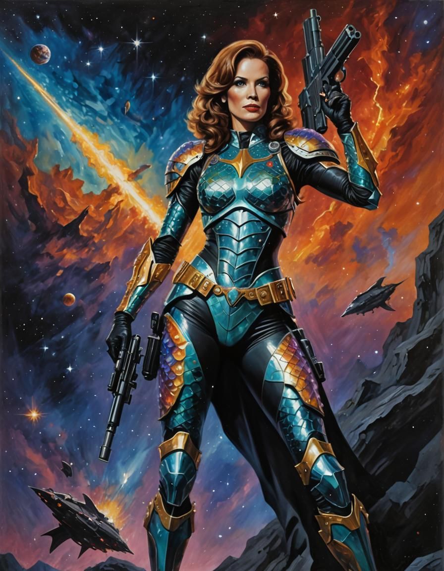 Sci-Fi Warrior in Space Armor Portrait