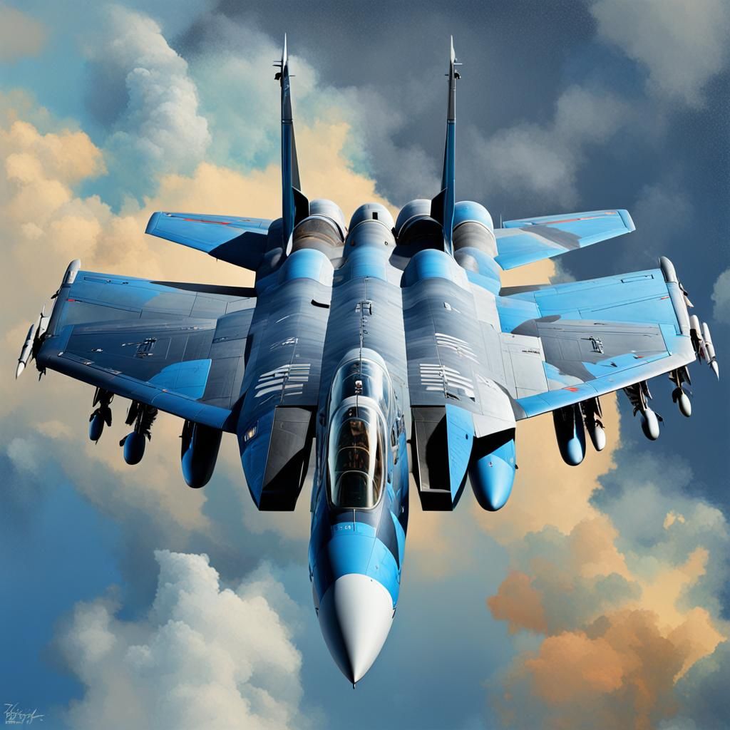 Hyperrealistic F-15 Fighter Jet in Flight