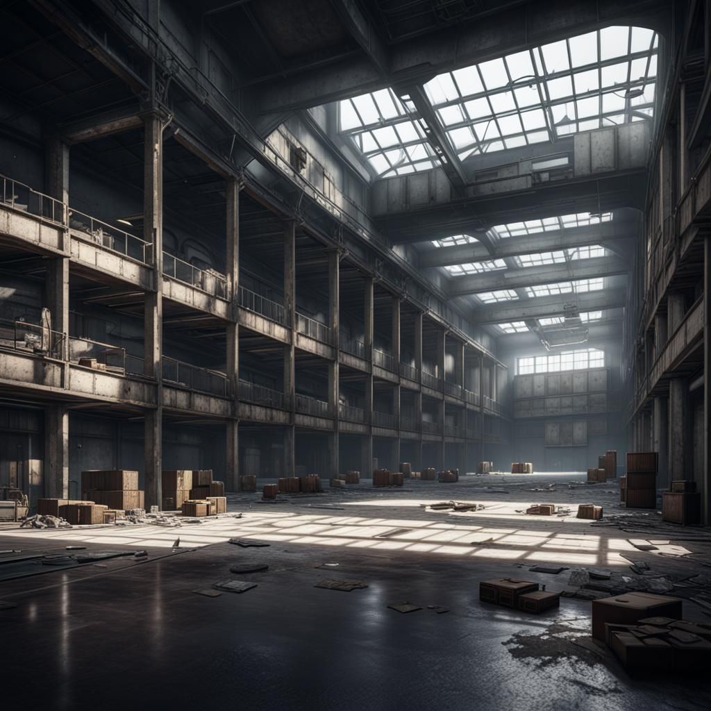 Mafia HQ in Abandoned Storage: 3D Game Cinematic
