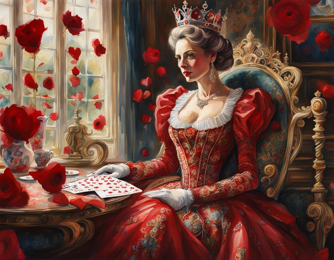 Queen of Hearts in Watercolor Style
