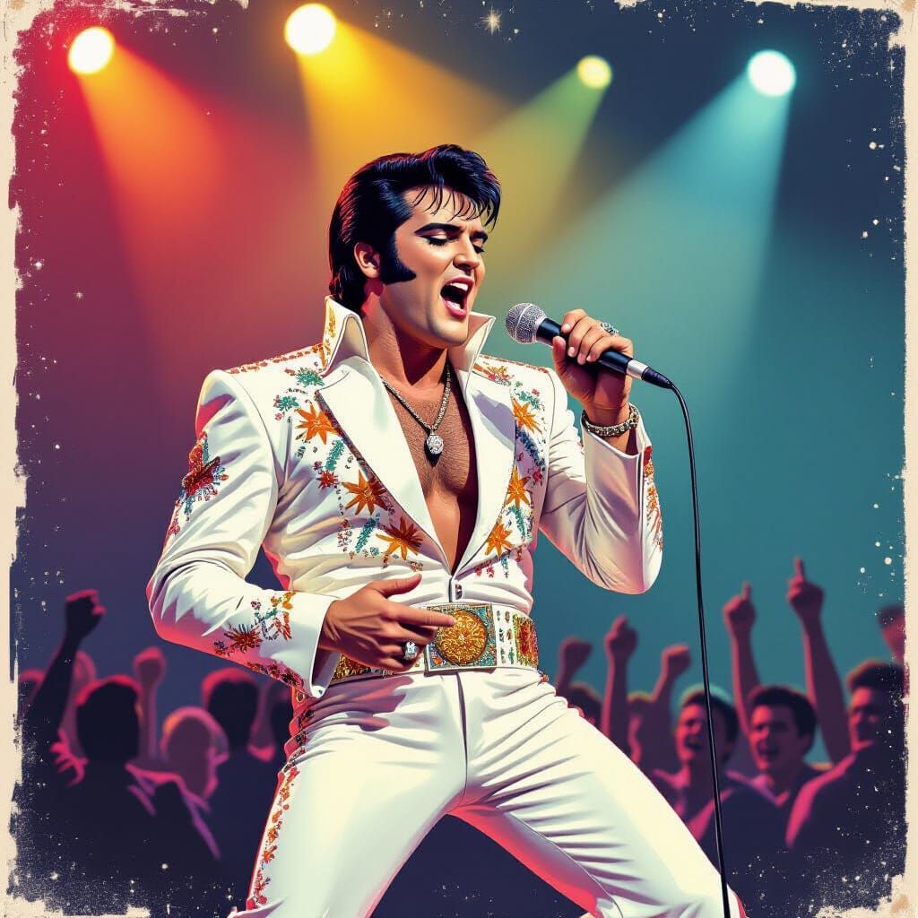 Elvis Presley Live in Memphis Retro Concert Poster Style