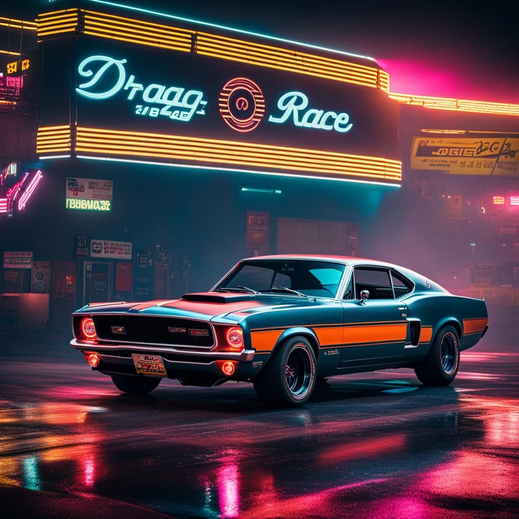 Ford Mustang vs Dodge Charger Cyberpunk Drag Race