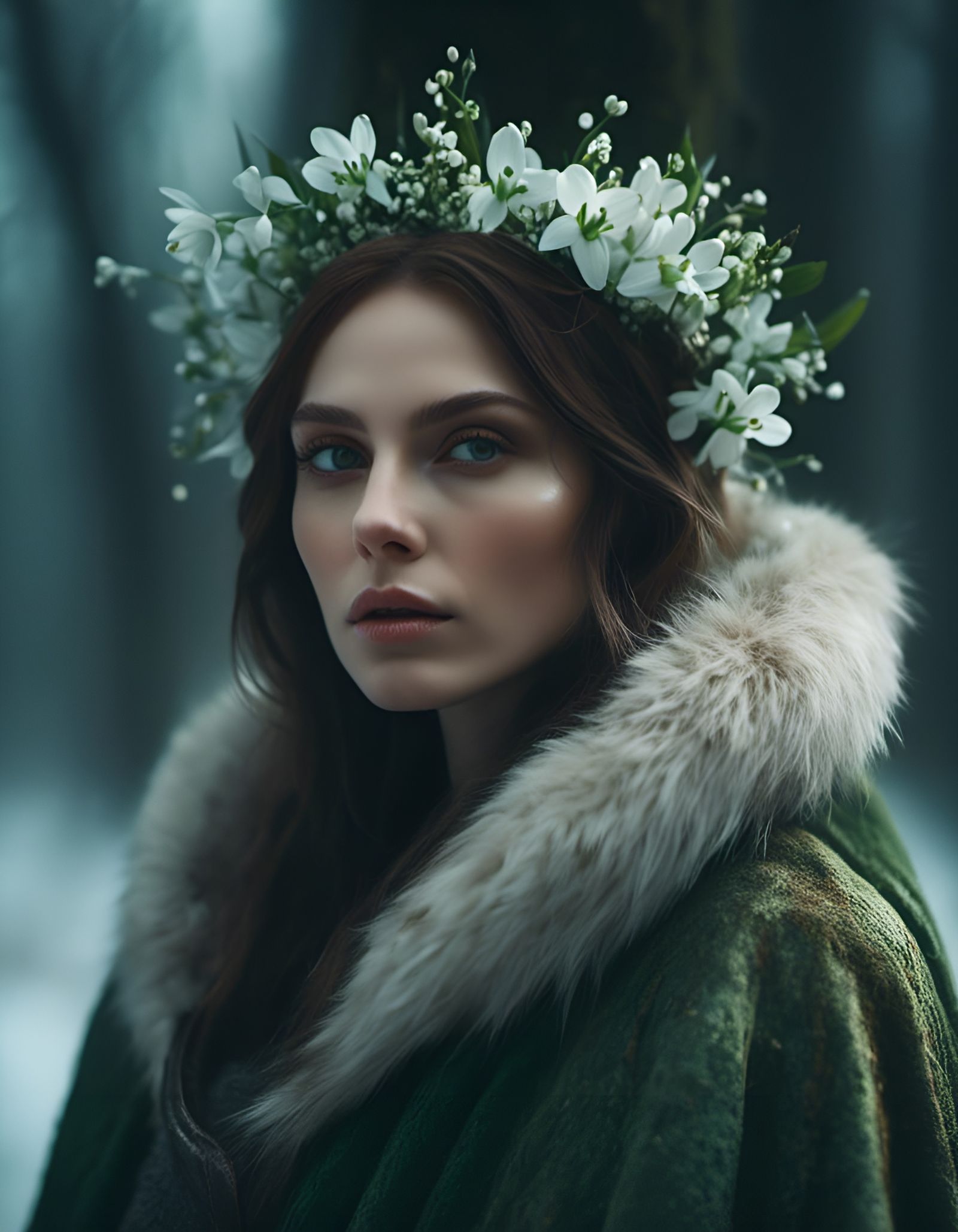 Gorgeous Greek Queen in Winter Portrait