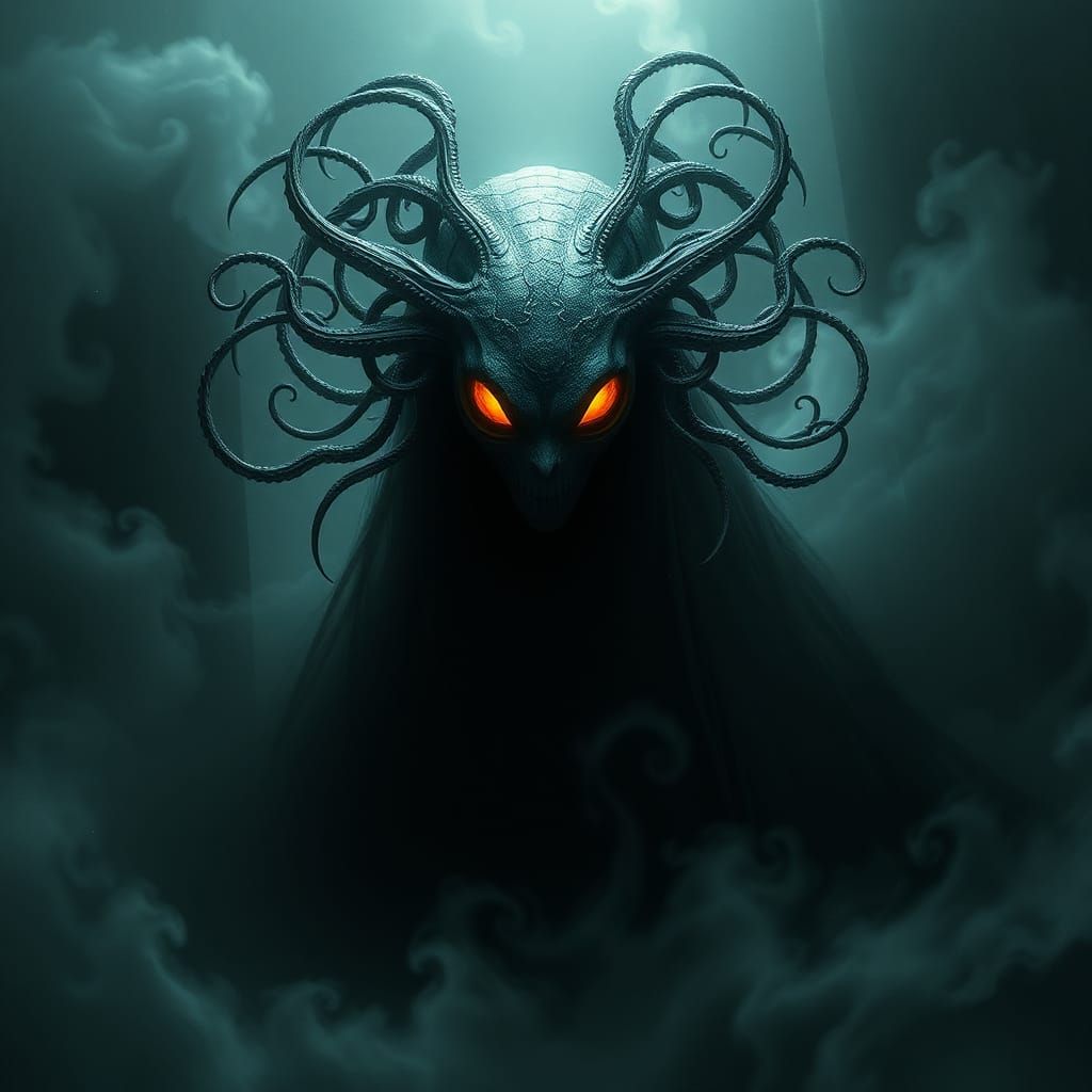 Surreal Loab Figure in Dreamlike Biomechanical Scene