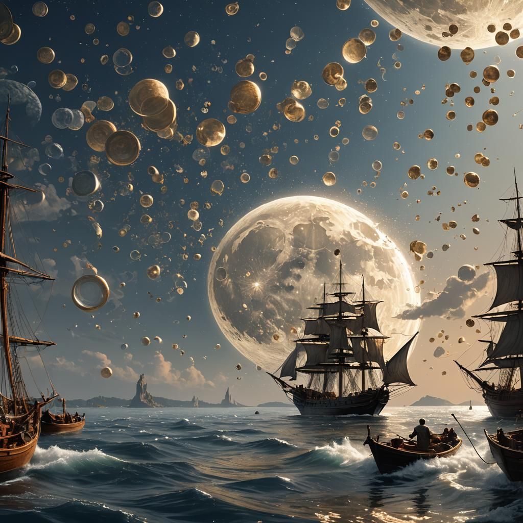 Moonlit Boat in Dynamic Digital Art Style