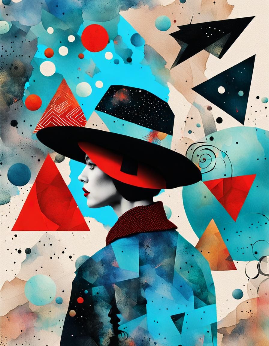 Abstract Collage of Woman in Space
