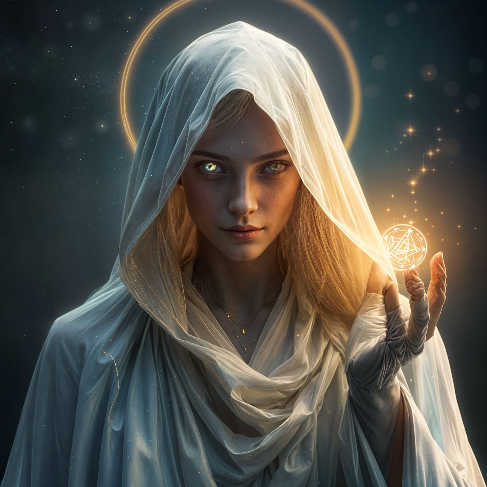 Celestial Androgynous Figure Shaping Dreams, 3D Render