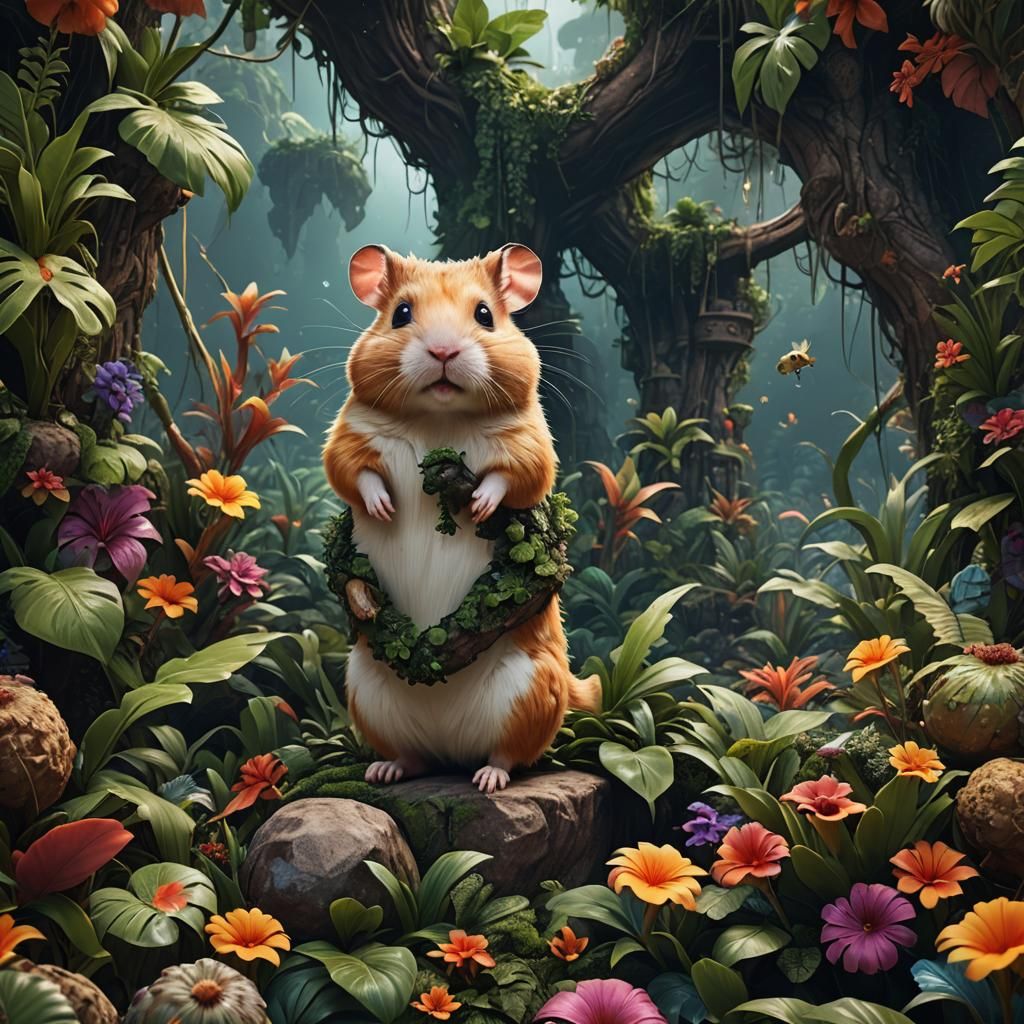 Tropical Hamster in Detailed Matte Painting