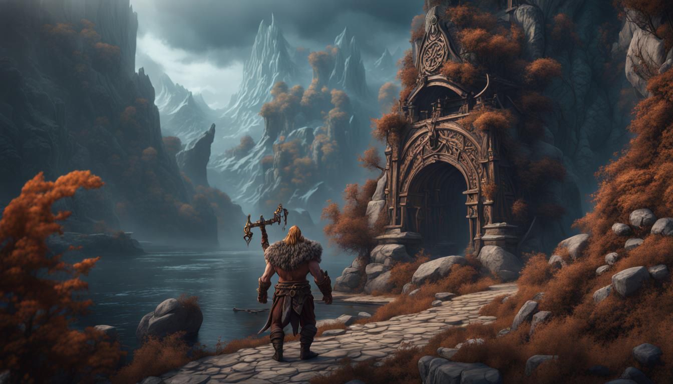 Detailed Matte Painting of Firbolg Beast Barbarian