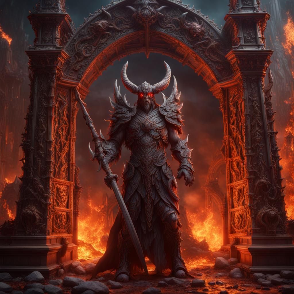 Guardian of Hell's Gates: Detailed Fantasy Concept Art