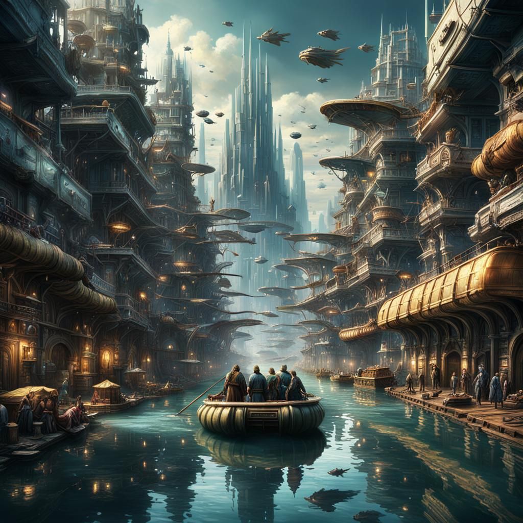 Futuristic Water City: Epic Digital Matte Painting