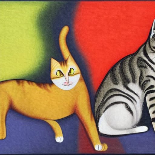 Abstract Cats: Male and Female Felines