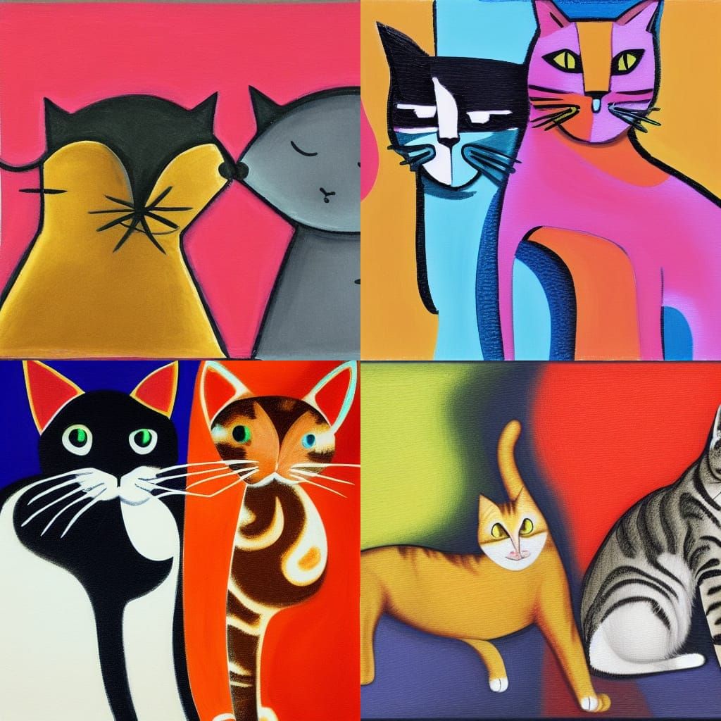 Abstract Cats: Male and Female Feline Forms