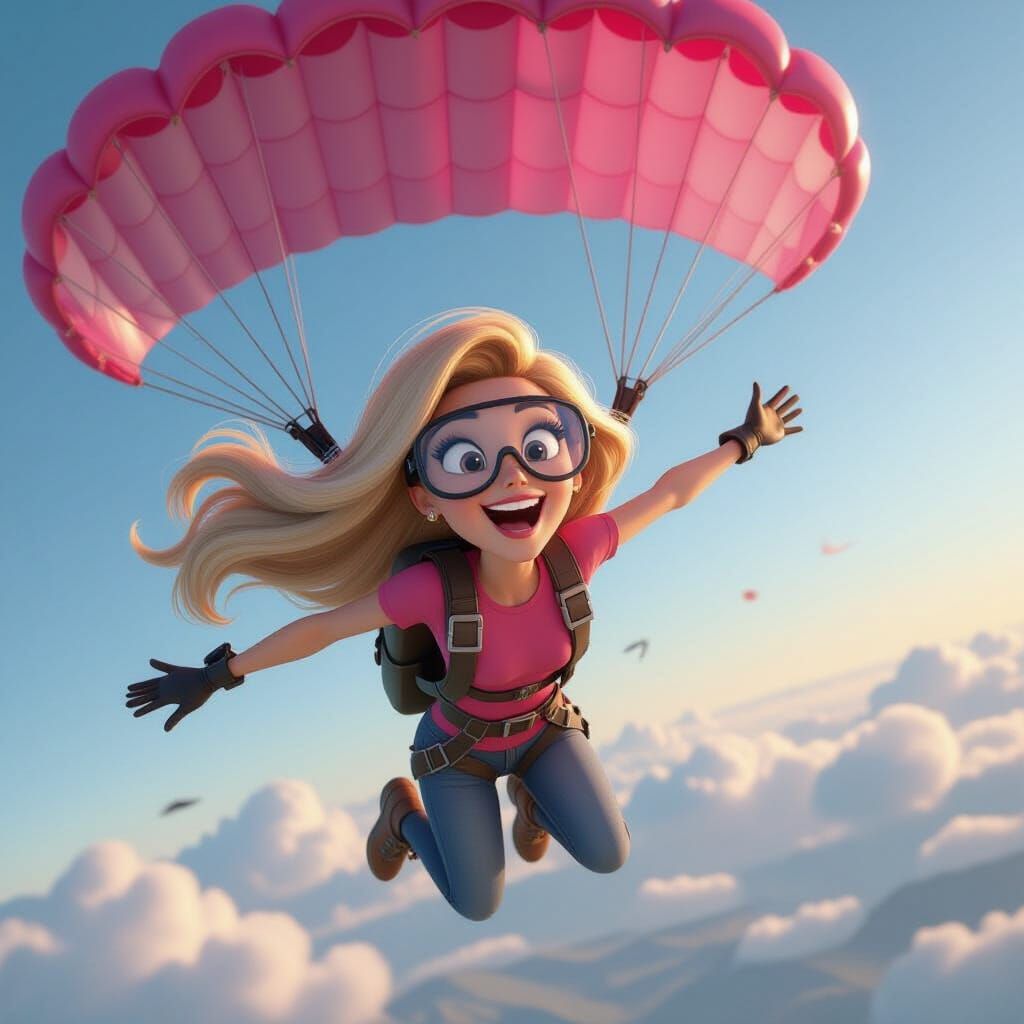 Sassy Woman Jumps From Plane in Pink Parachute