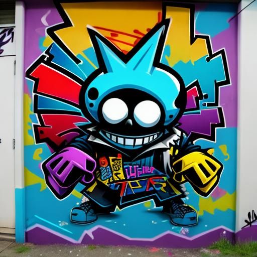 Bold Graffiti Character Street Art