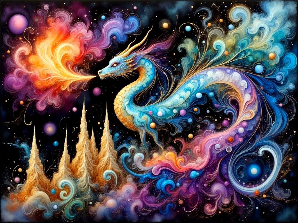 Whimsical Alcohol Ink Dragon Art