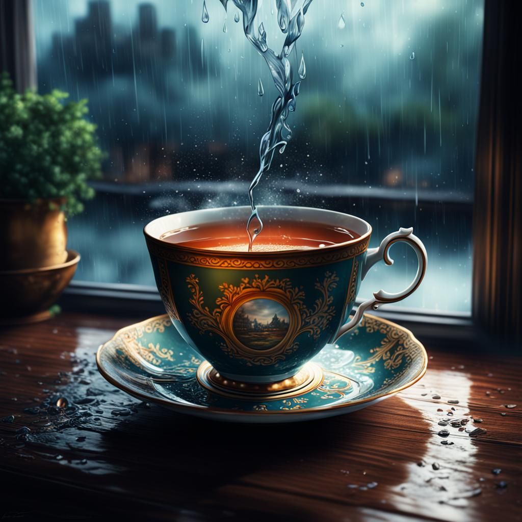 A soothing cup of tea on a rainy afternoon