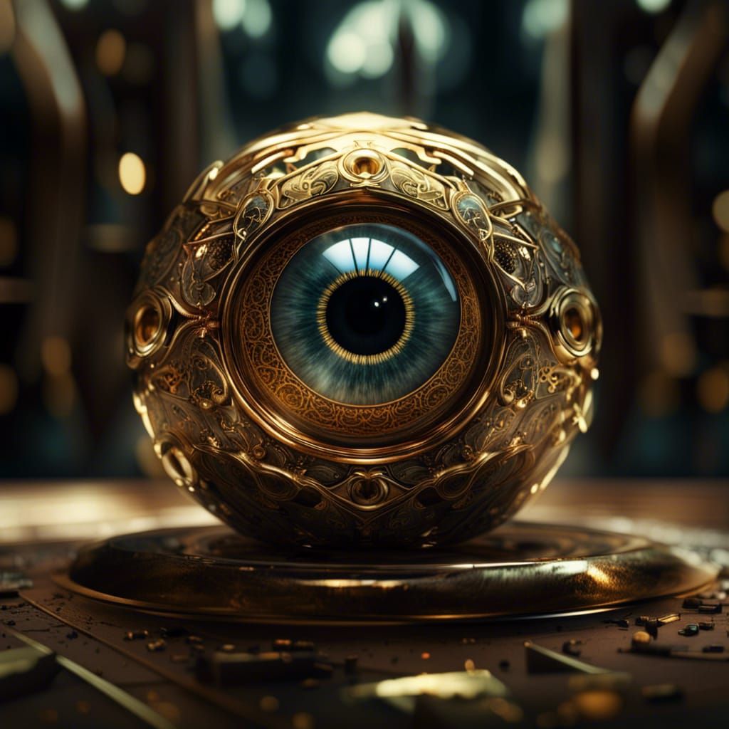 Glass Eyeball with Gold Accents: Digital Matte Painting