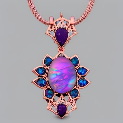 Ethereal gothic rose gold necklace with purple opal pendant ...