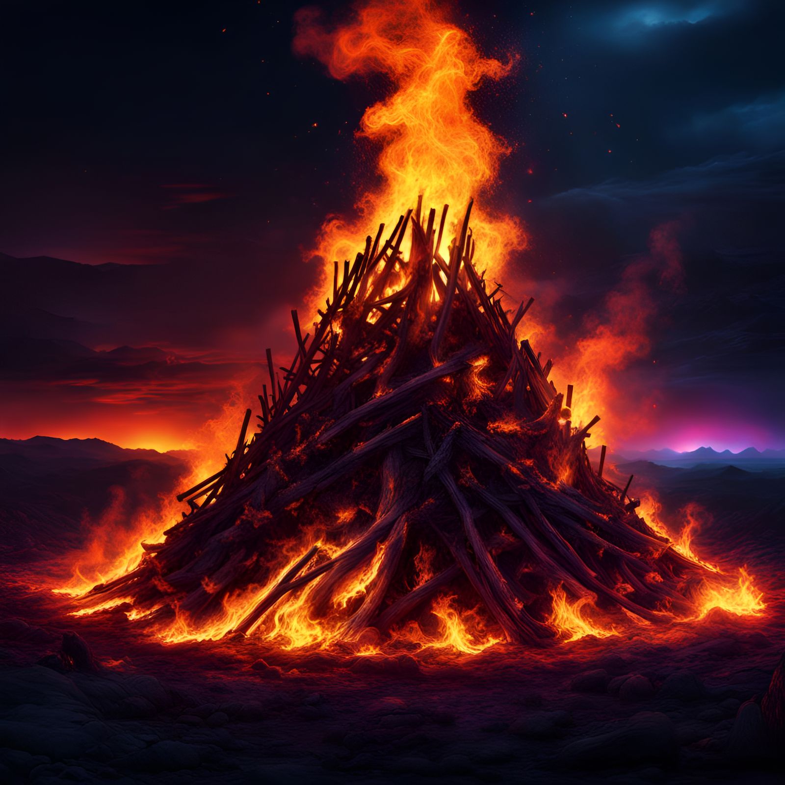 Black Light Bonfire: Epic Digital Matte Painting