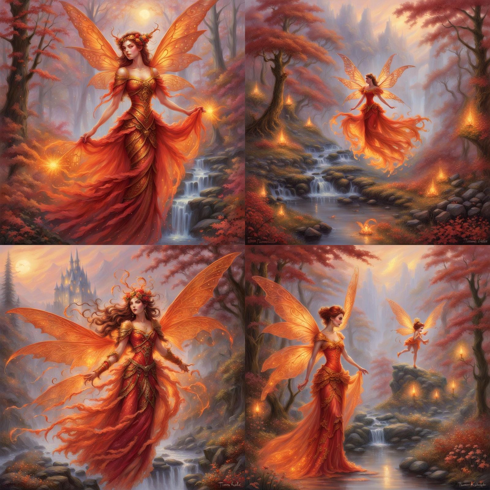Ethereal Fire Fairies in Hyperdetailed Fantasy Style
